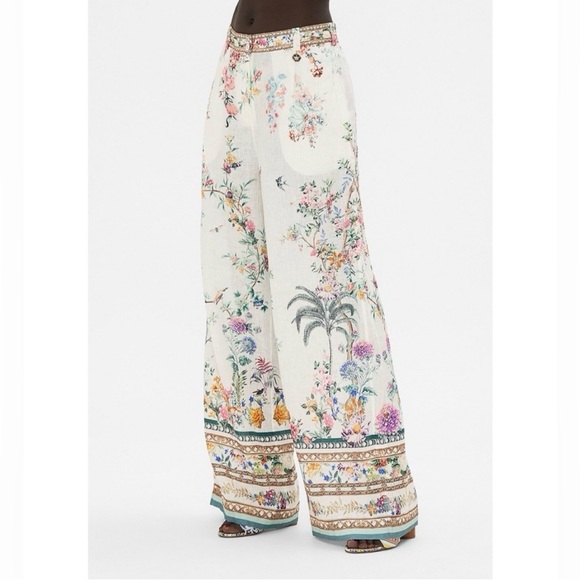 Camilla Pants - NWT✨CAMILLA Floral Linen Wide-Leg Pants in Plumes and Parterres Size L
